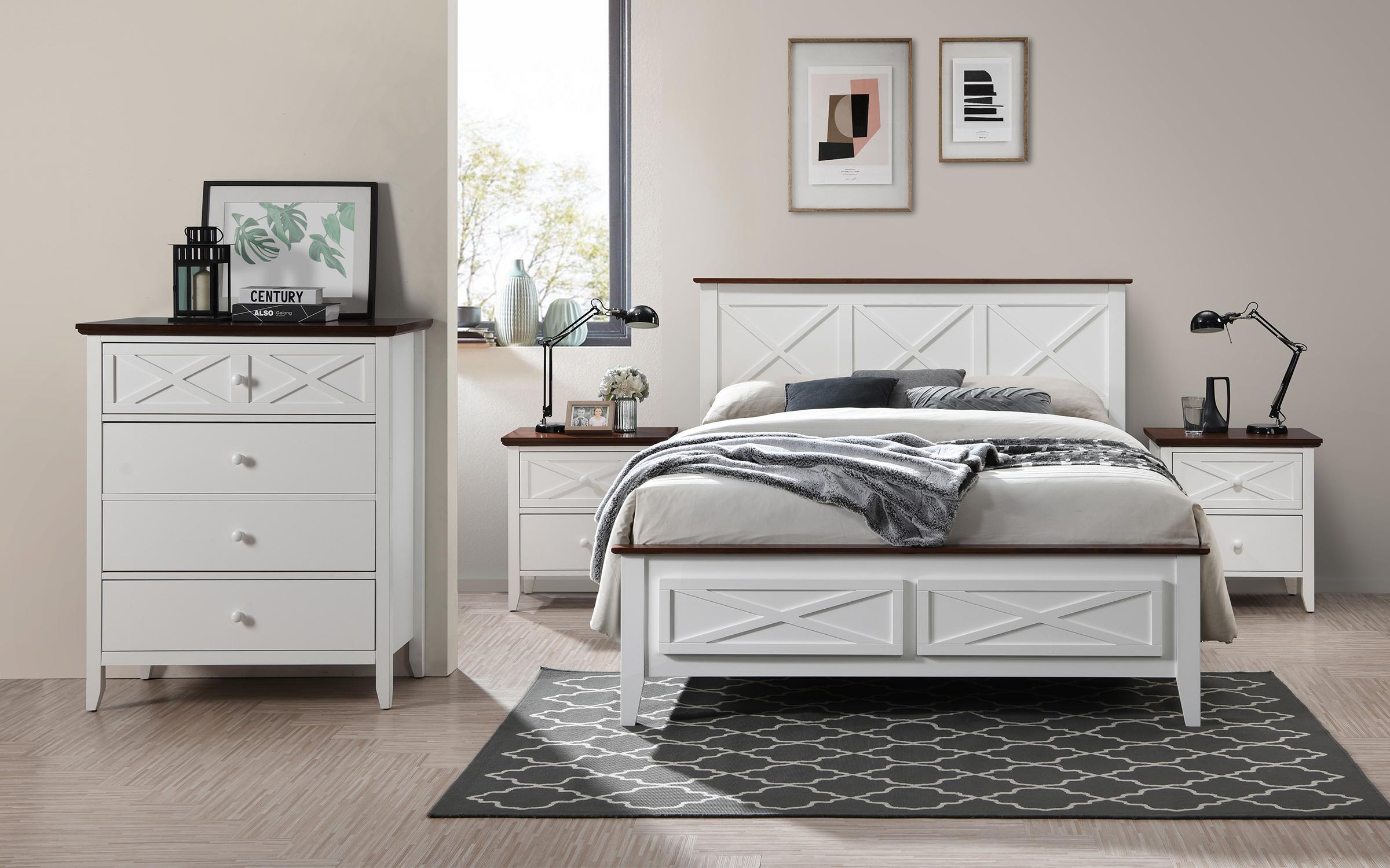 Спална + фиоки Кандра за душек 180/200, White & Medina Oak  4